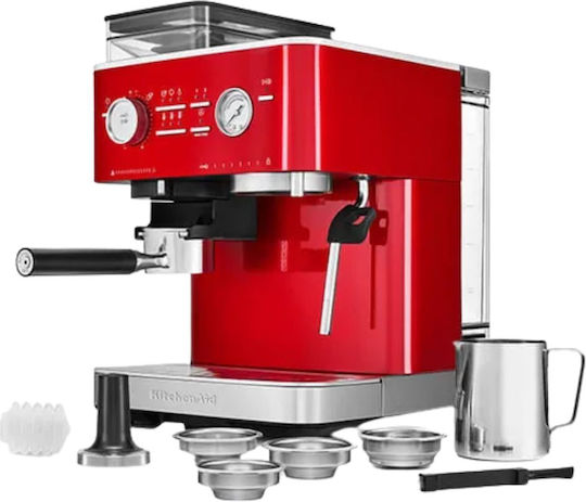 Kitchenaid KES6551 Automatische Espressomaschine mit 15bar Druck für Cappuccino mit Mahlwerk Candy Apple