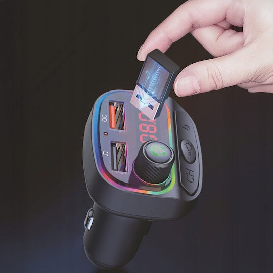 Swissten Bluetooth 5.3 Fm Transmitter Fast Charge 15 5w Rgb Mp3 Playback Black