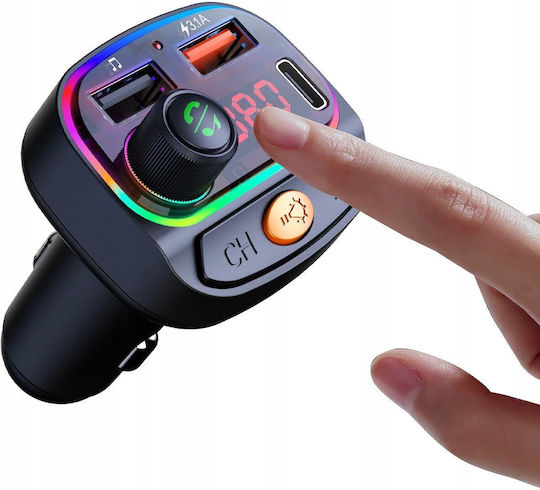 Swissten Bluetooth 5.3 Fm Transmitter Fast Charge 15 5w Rgb Mp3 Playback Black