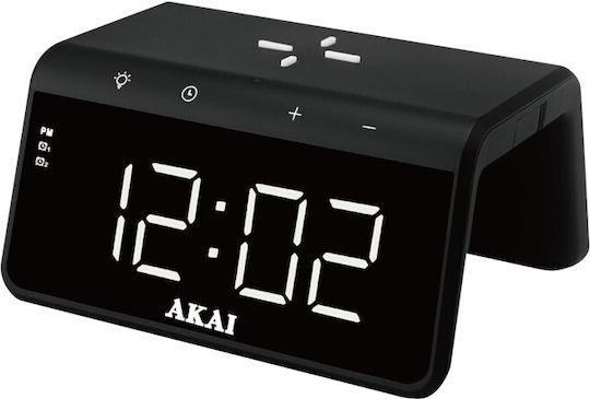 AKAI Ceas de Masă Digital cu LED din Plastic, cu Alarmă și Încărcare Wireless ACRB-2000
