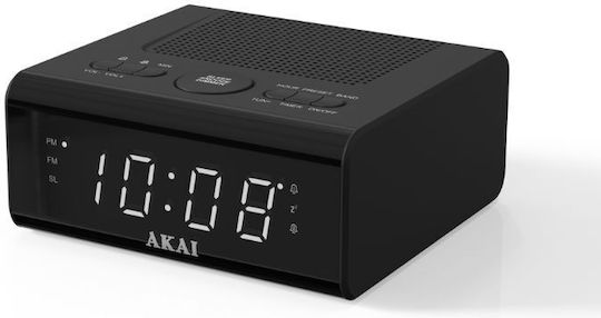 AKAI Tabletop Digital LED Clock With Alarm Clock & Radio Black ACR-2010