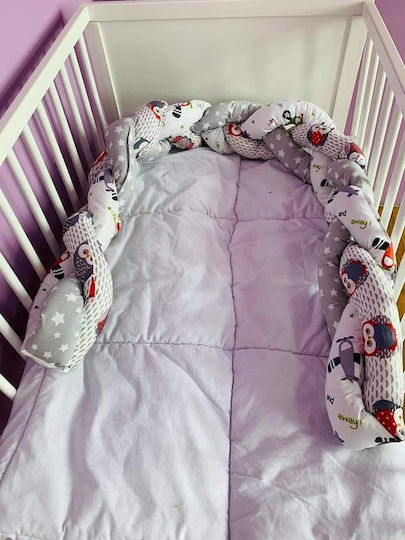 Crib Bumpers Braided Inside White, Gray, Red