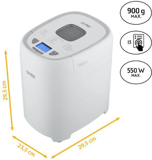 First Austria Bread Maker 550W with Container Capacity 900gr and Baking Programs