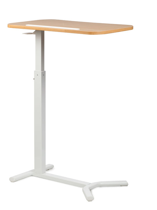 Birou Lemn Alb cu Picioare Metalice și Înălțime Reglabilă 60x38x66.5cm