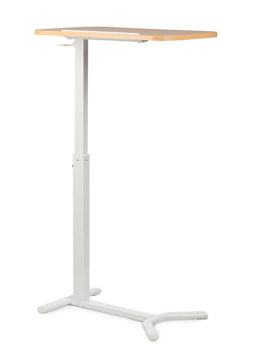 Birou Lemn Alb cu Picioare Metalice și Înălțime Reglabilă 60x38x66.5cm