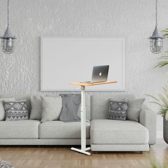 Schreibtisch Holz White mit Metallbeinen & verstellbarer Höhe 60x38x66.5cm