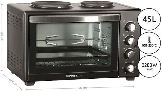 First Austria Electric Countertop Oven 45lt with 2 Burners and Hot Air Function