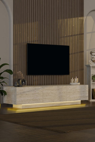Έπιπλο TV Επιτοίχιο με Φωτισμό Led Εκρού 260x30x45εκ. Έπιπλο TV Επιτοίχιο με Φωτισμό Led Εκρού 260x30x45εκ.
