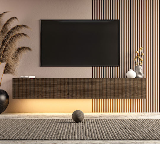 Έπιπλο TV Επιτοίχιο με Φωτισμό Led Καφέ 180x31x28εκ. Έπιπλο TV Επιτοίχιο με Φωτισμό Led Καφέ 180x31x28εκ.