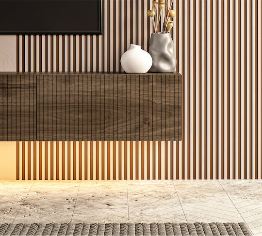 Έπιπλο Τηλεόρασης με Φωτισμό LED Καφέ Μ180xΠ31xΥ28cm