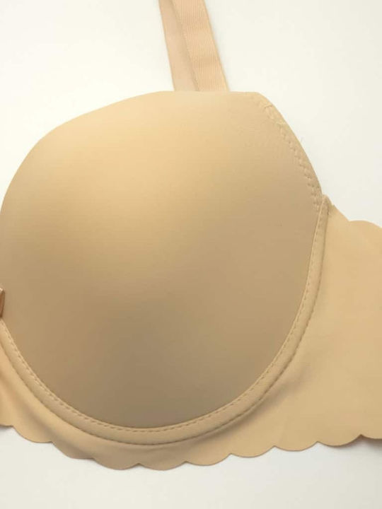 Medium Beige Push Up Bra With Underwire