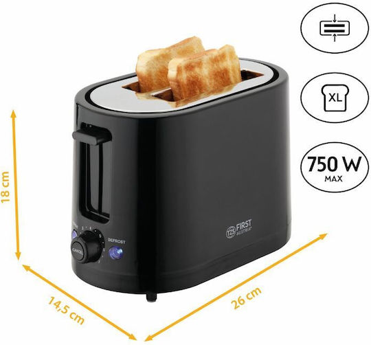 First Austria Toaster 2 Slots 750W Black