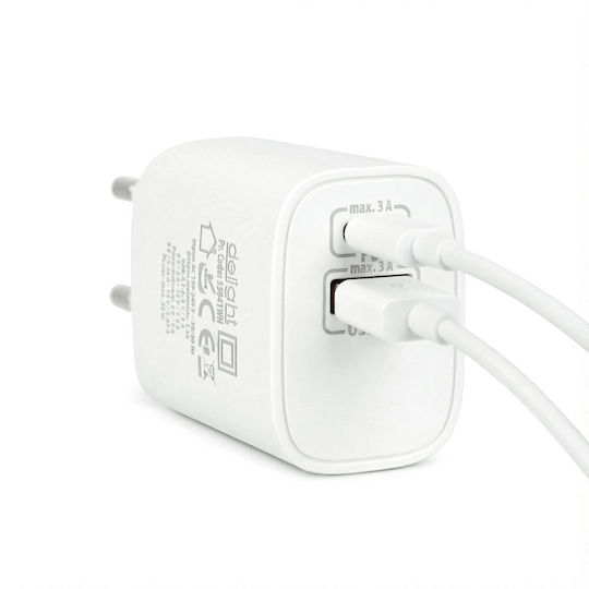 Alista Home Incarcator Fara Cablu cu Port USB-A si Port USB-C 20W Power Delivery / Quick Charge 3.0 Alb (GLB_55041WH)