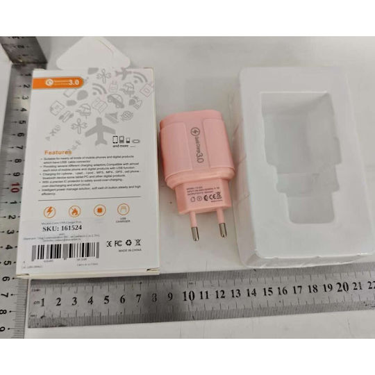 Alista Home Incarcator Fără Cablu cu 3 Porturi USB-A 18W Quick Charge 3.0 Roz (161524)