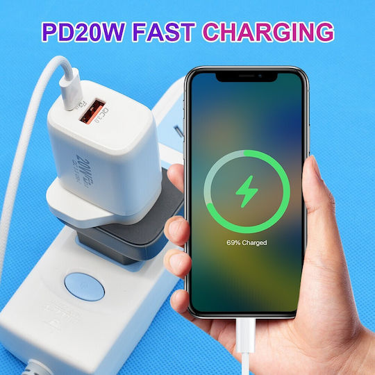 Alista Home Incarcator Fără Cablu cu Port USB-A și Port USB-C 20W Power Delivery / Quick Charge 3.0 Alb (161970)