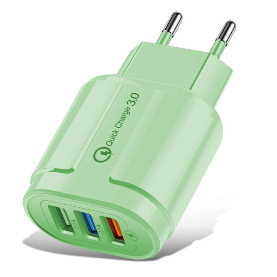 Alista Home Incarcator Fara Cablu cu 3 Porturi USB-A 18W Quick Charge 3.0 Verde (161523)
