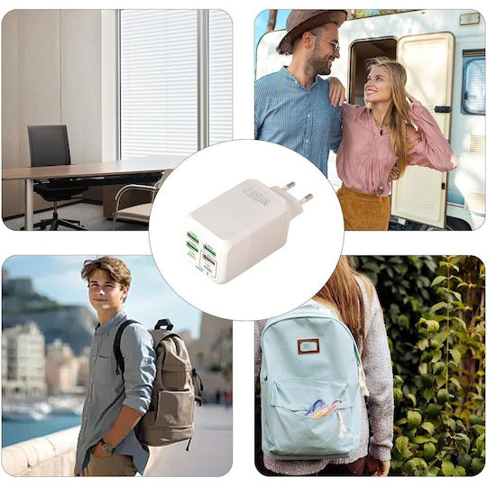 Alista Home Incarcator Fara Cablu cu 4 Porturi USB-A si 2 Porturi USB-C 150W Power Delivery Alb (136142)