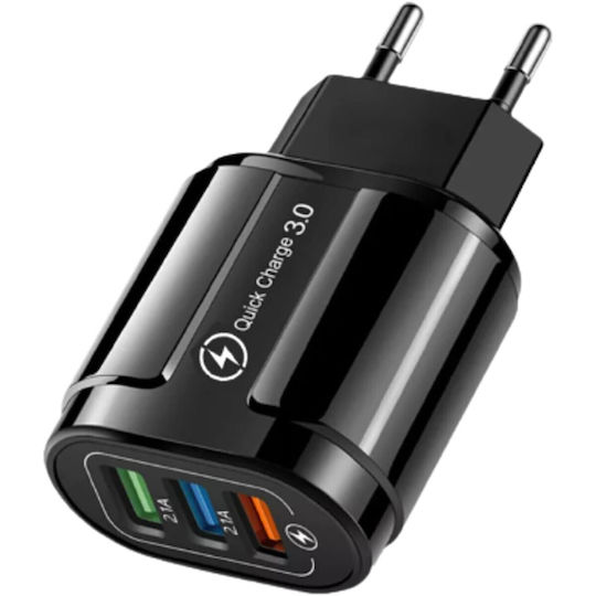 Alista Home Incarcator Fara Cablu cu 3 Porturi USB-A 18W Quick Charge 3.0 Negru (161521)