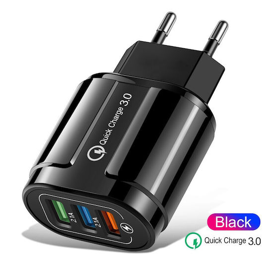 Alista Home Incarcator Fara Cablu cu 3 Porturi USB-A 18W Quick Charge 3.0 Negru (161521)