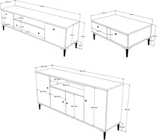 SteweHome Σετ Σαλονιού 3τμχ STE-020299-P20299