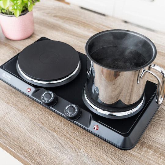 First Austria Enamel Countertop Double Burner Black