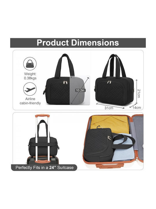 Miss Lulu Travel Quilted Toiletry Bag – Water-resistant Wet Dry Pocket Large 180° Opening Easy Access