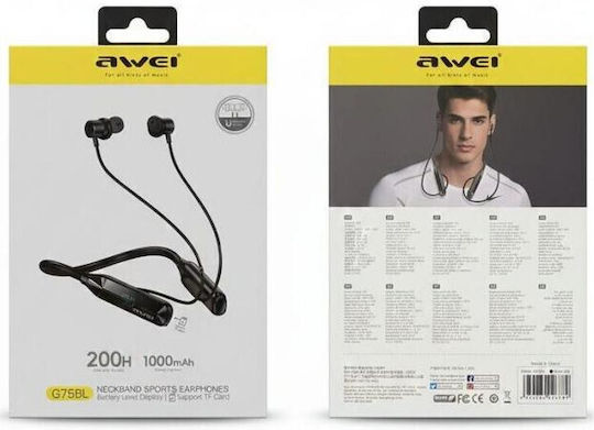 Awei G75BL In-Ear Bluetooth Kopfhörer mit Schweißbeständigkeit Schwarz