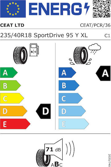 CEAT Sportdrive 235/40R18 95Y XL Summer Tire for Passenger Car