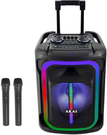 Akai Proffesional Ηχείο Karaoke με Ασύρματα Μικρόφωνα και Εφέ Φωτισμού ABTS-15 Pro Volcano Μαύρο