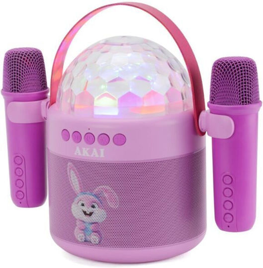 Akai Proffesional Ηχείο Karaoke με Ασύρματα Μικρόφωνα και Εφέ Φωτισμού JoyBox Kids 110583-0038 Ροζ