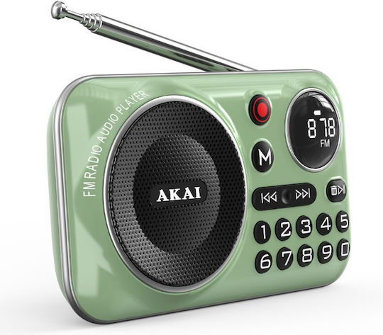 Akai Proffesional 110583-0023 Mini Radio Rechargeable with Bluetooth and USB Green