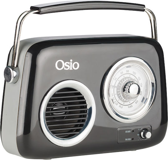 Osio OPR-3040B Retro Φορητό Ραδιόφωνο Επαναφορτιζόμενο με Bluetooth και USB Μαύρο