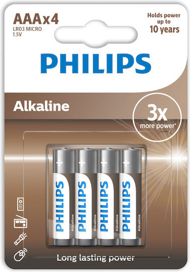 Philips Long Lasting Power Алкални Батерии AAA 1.5V 4бр
