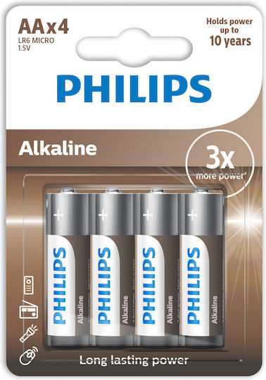Philips Long Lasting Power Алкални Батерии AA 1.5V 4бр