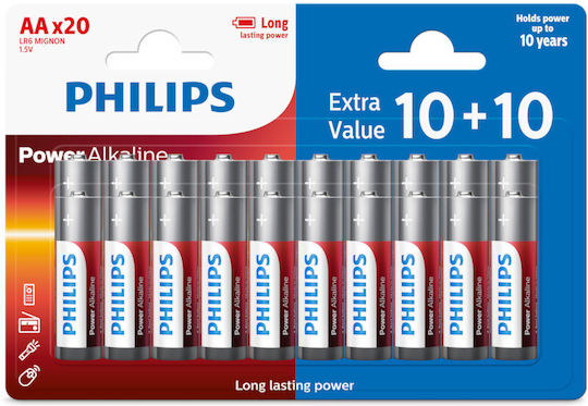 Алкални Батерии Philips Original AA 20 Бр