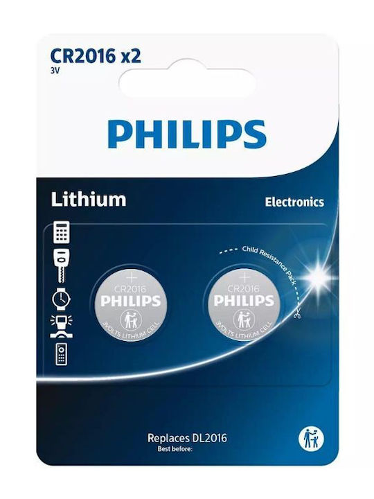 Philips Μπαταρίες Λιθίου Ρολογιών CR2016 3V 2τμχ
