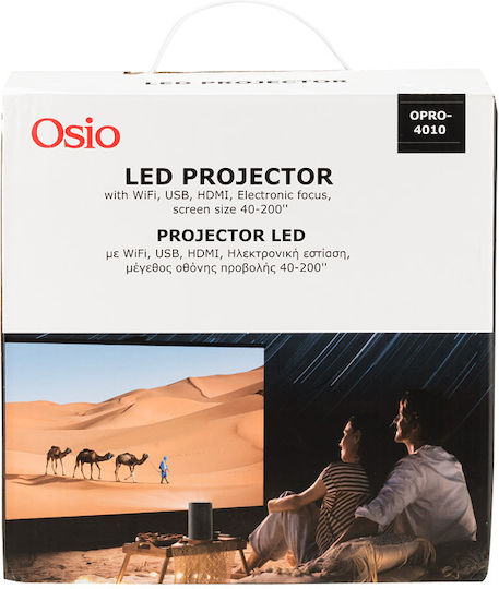Osio OPRO-4010 Projektor LCD HD LED-Lampe mit Wi-Fi und Eingebauten Lautsprechern Gray