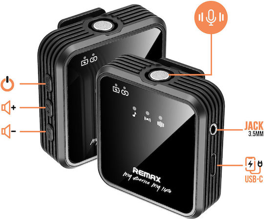 Remax K11 Wireless Condenser (Small Diaphragm) Microphone Πέτου, Clip On for Mobile