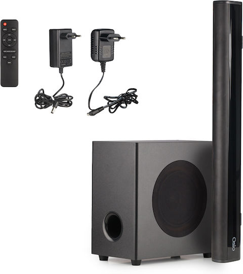 Osio OSBT-9060 Soundbar 2.0 Bluetooth και HDMI 15W με Ασύρματο Subwoofer και Τηλεχειριστήριο Μαύρο
