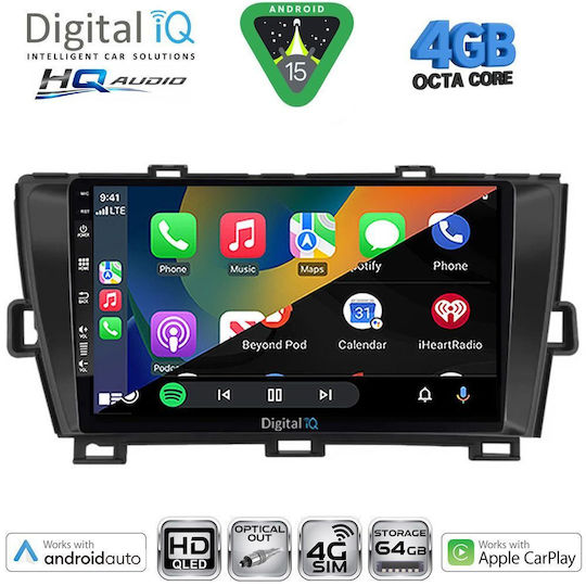 Digital IQ Car Audio System for Toyota Prius 2009-2015 Bluetooth USB WiFi GPS Apple CarPlay Android Auto with 9" Touch Screen