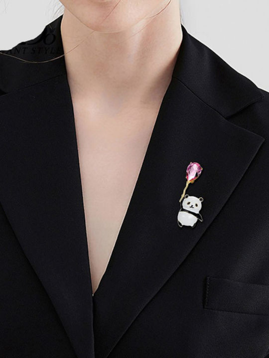 Ecarla Panda Brooch Crystal Balloon Bz200