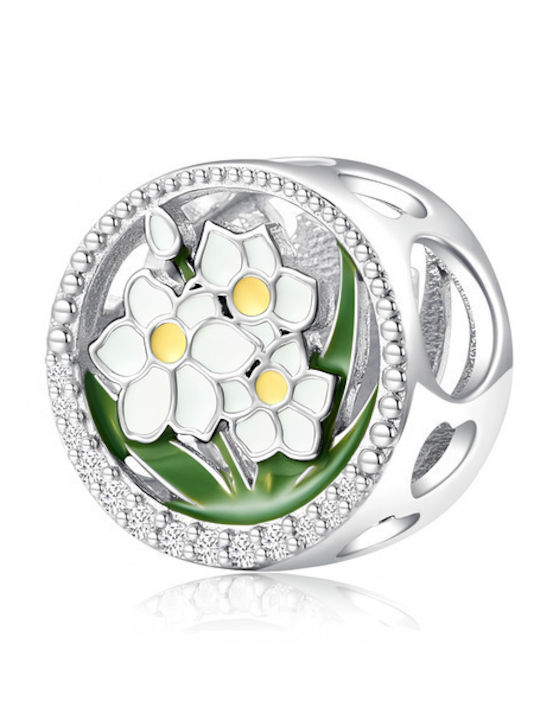 Pandora Charm Blume aus Silber mit Zirkon