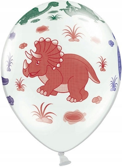 Set of 5 Birthday Dinosaur White Latex Balloons