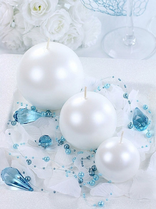 PartyDeco Διακοσμητικό Κερί Μπάλα Λευκό