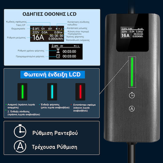 Junsun Portable Single Phase Charger 3.5kW with Built-in Cable 4m Type 2
