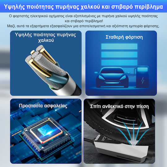 Junsun Φορητός Τριφασικός Φορτιστής 11kW με Ενσωματωμένο Καλώδιο 5m Type 2