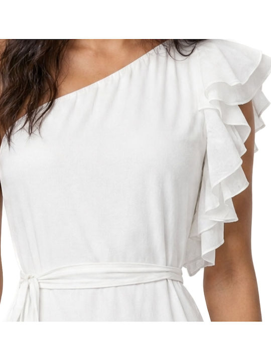 Summer Midi Dress Brown and White