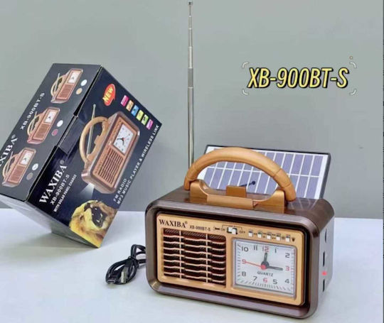 XB-9009BTS Retro Portable Solar Radio with Bluetooth and USB Brown