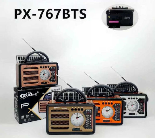 PX-767BTS Retro Φορητό Ραδιόφωνο Ηλιακό με Bluetooth και USB Πορτοκαλί