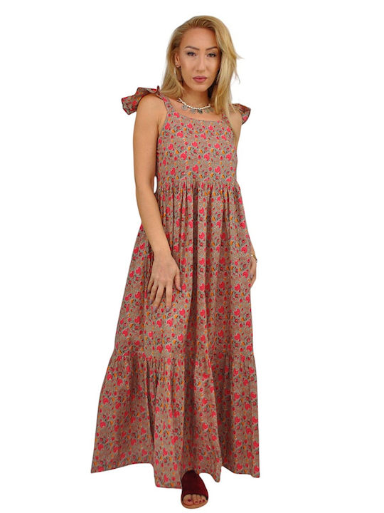 Summer Maxi Dress with Ruffles Floral